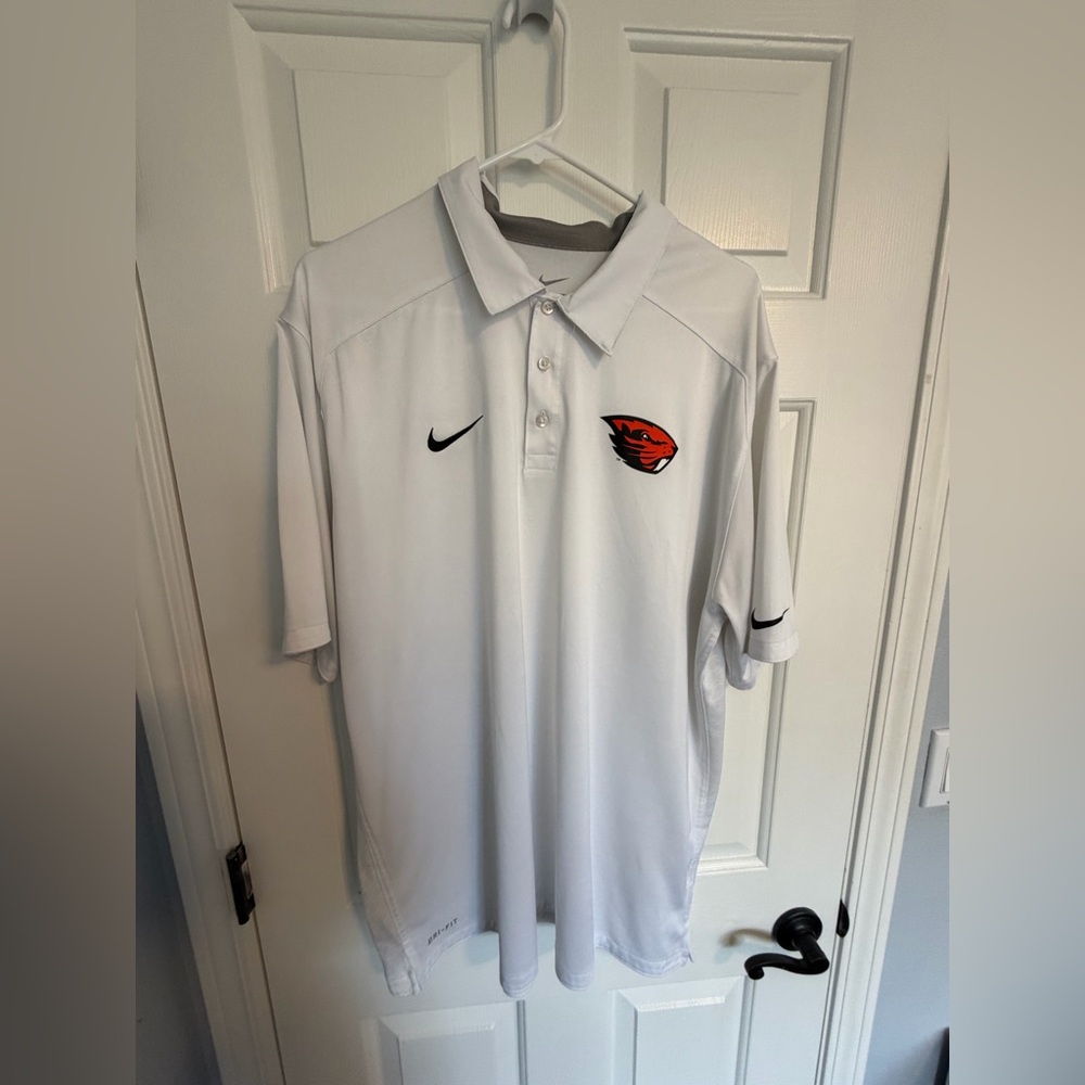 Nike OSU Beavers White Dri-Fit Polo Shirt